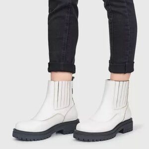 Rag & Bone Women's Shawn Chelsea Leather Ankle Combat Boots Shoe White size 7.5